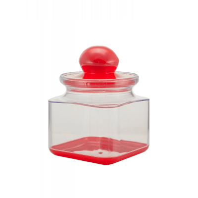 Pojemnik plastikowy kwadrat z kulką 0,6 l czerwony agd lipiecki - świat agd | Sklep Opland