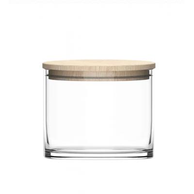 Pojemnik szklany z pokrywką drewnianą 535 ml huta trend
